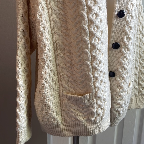 EUC Carraig donn cream wool button up sweater size L - Picture 3 of 13
